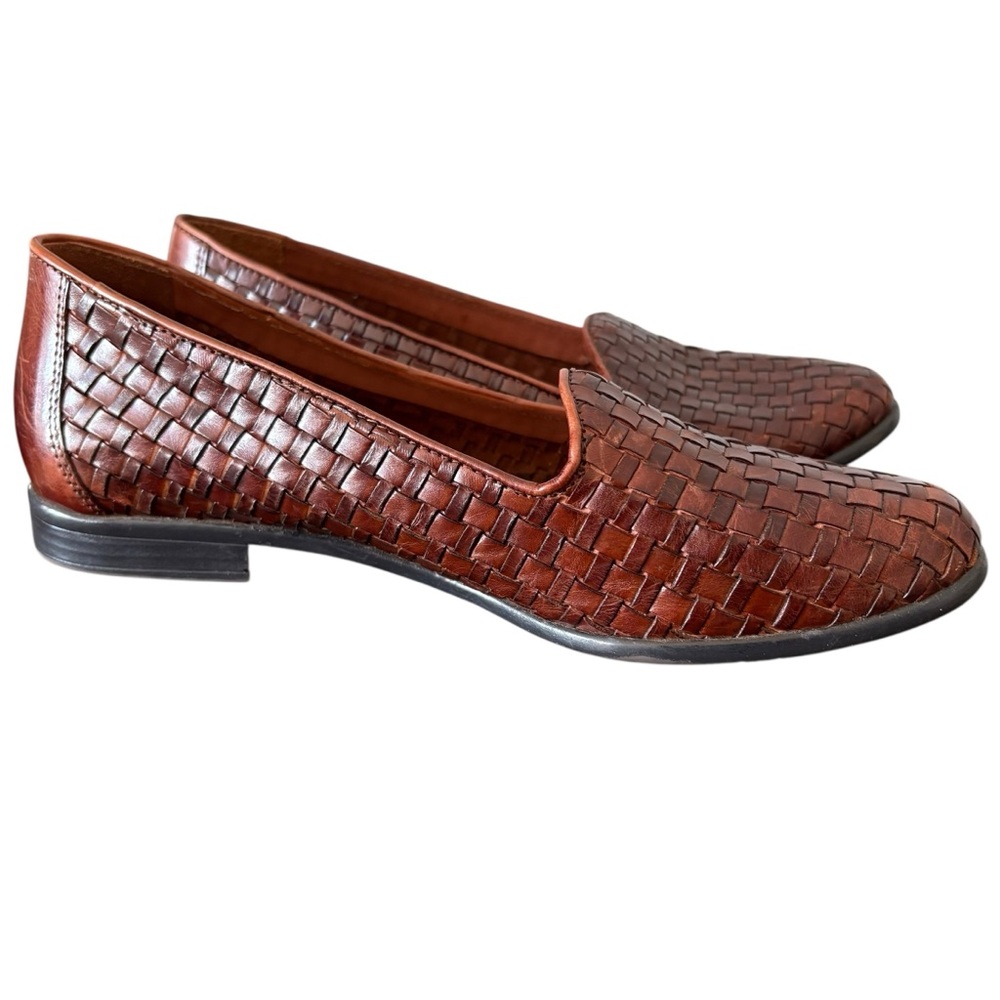 SOLD .. Women’s Trotters Slip On Loafer Flats Brown Woven Leather Sz 8M - Picture 2 of 8